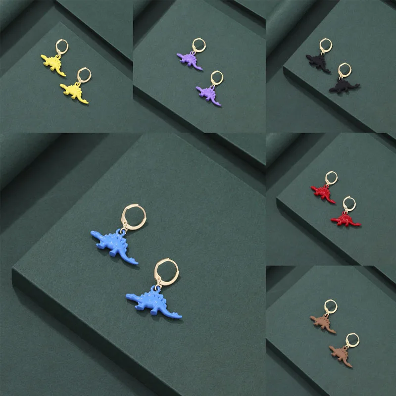 

1 Pair Multicolor Dinosaur Earrings for Women Cute Small Animal Set Female Cool Gift Ears Jewelry Drop Accessories