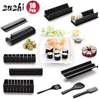 10pcsset sushi maker model diy making sushi tools rice ball cake roll mold multifunctional kitchen device sets
