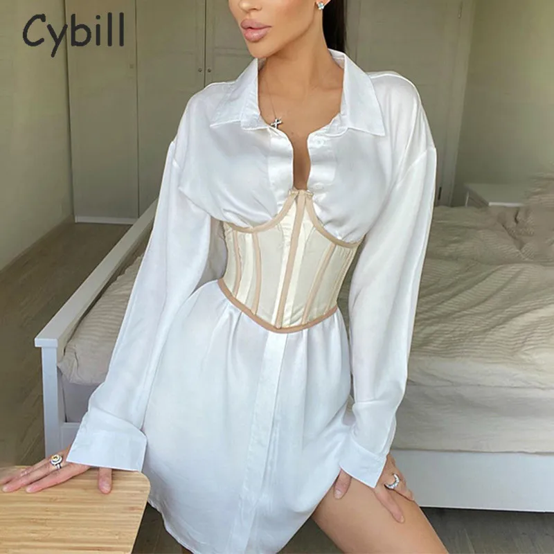 Платье-рубашка Cybill женское с отложным воротником повседневное Короткое