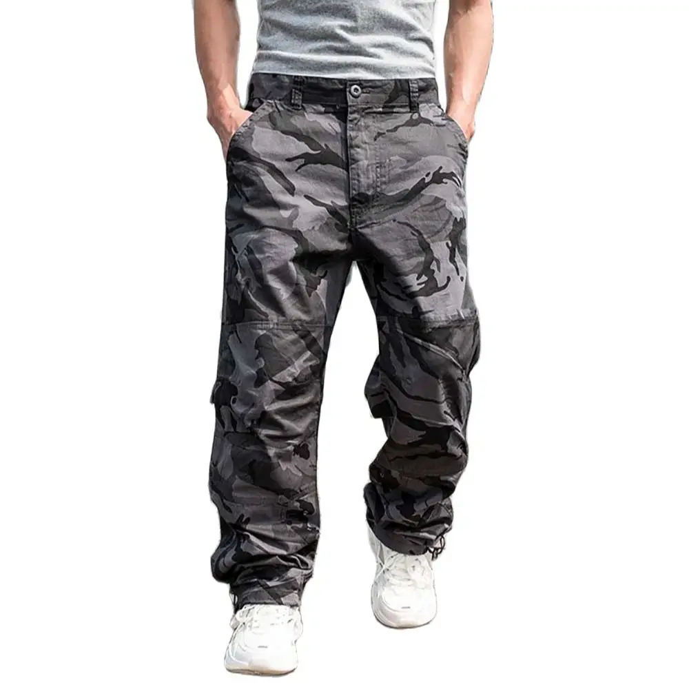 

Camouflage Cargo Pants Men Casual Military Army Style Pants Tactical Side Zipper Pocket Cotton Loose Baggy Trousers Plus Size
