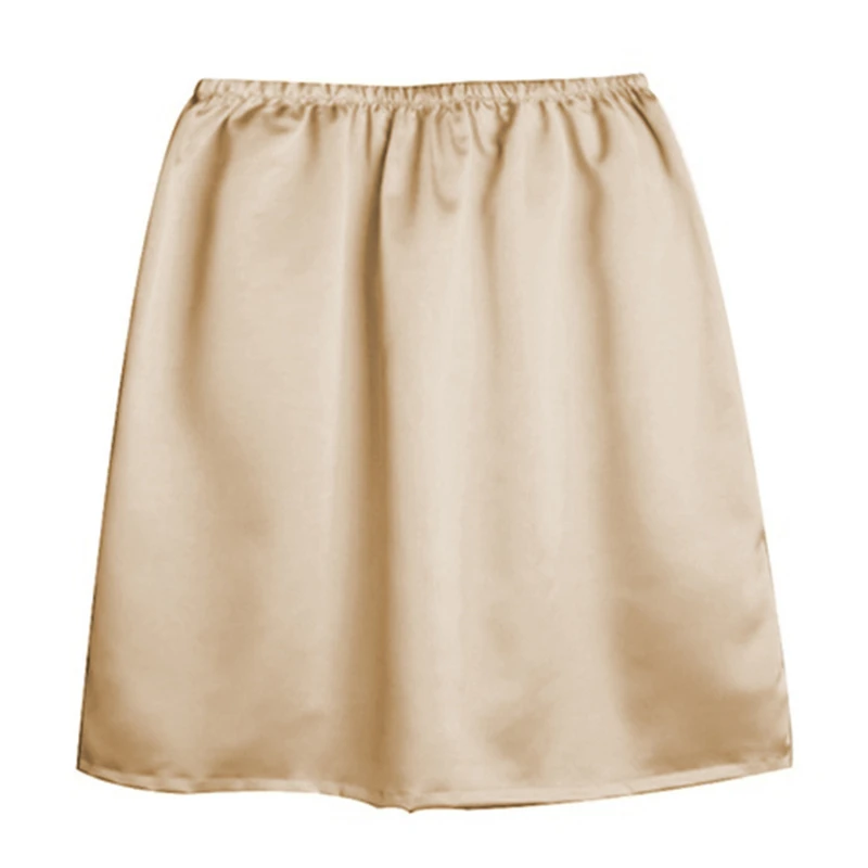 

WomenElastic Waist Half Slip Petticoat Skirts Underskirt Lady Crinoline Milk Silk White Lace Commuter Office Ladies Skirt 2Style
