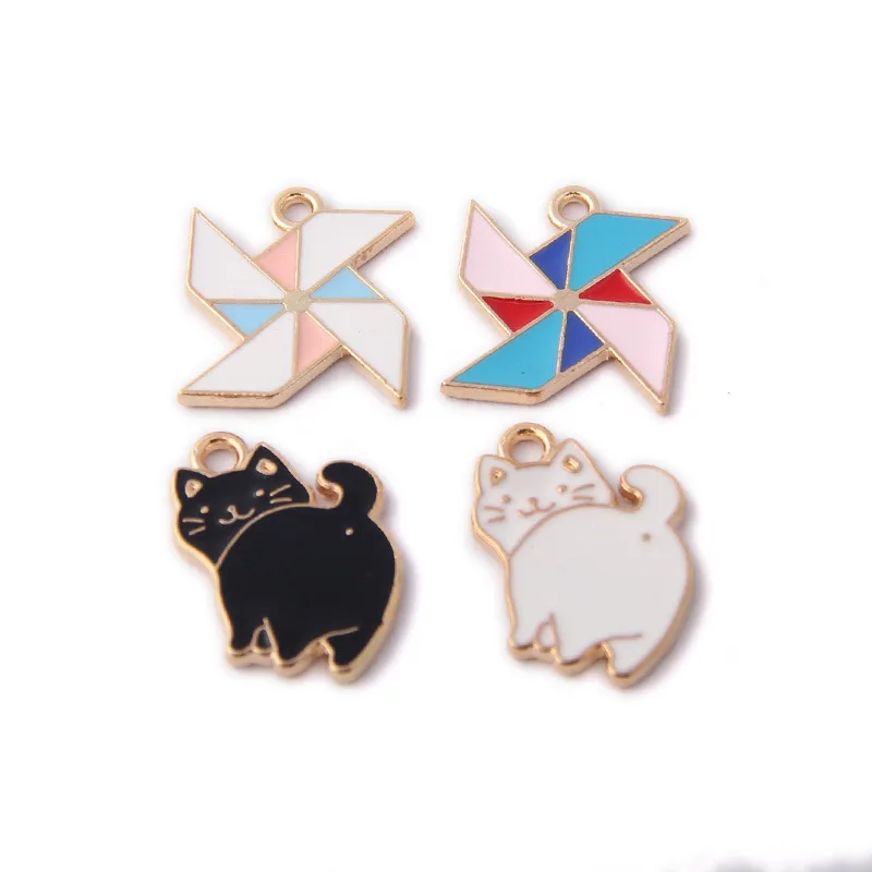 Милые Подвески эмалевый сплав 10 шт./лот позолоченные капли масла kawaii животных Кот