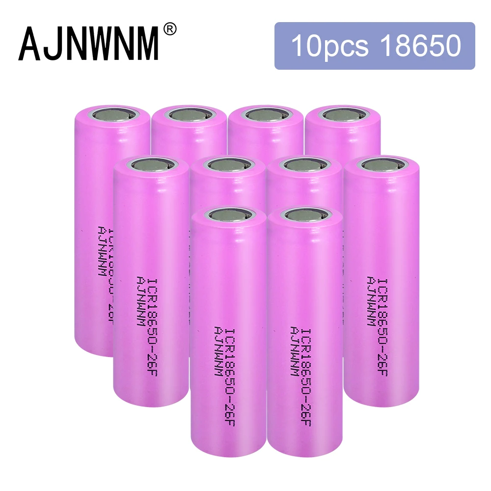

AJNWNM 100% Brand New Original ICR18650 Battery 26F 3.7v 2600 mAh 18650 Lithium Rechargeable Battery Flashlight Battery