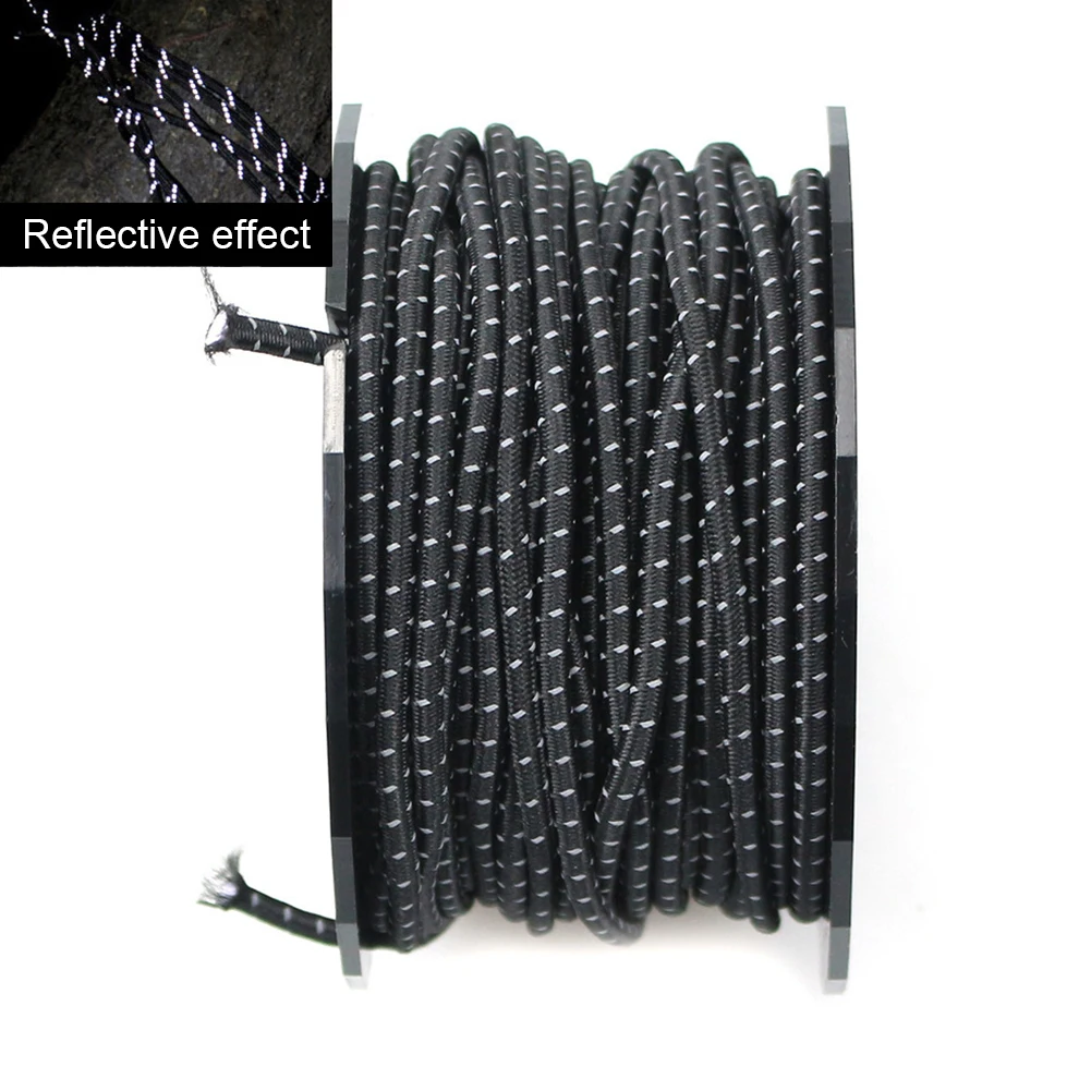 

Outdoor Camping Tent Rope Reflective Paracord Lanyard Elastic w/ Carabiner Hook Camping Portable Outdoor Elements