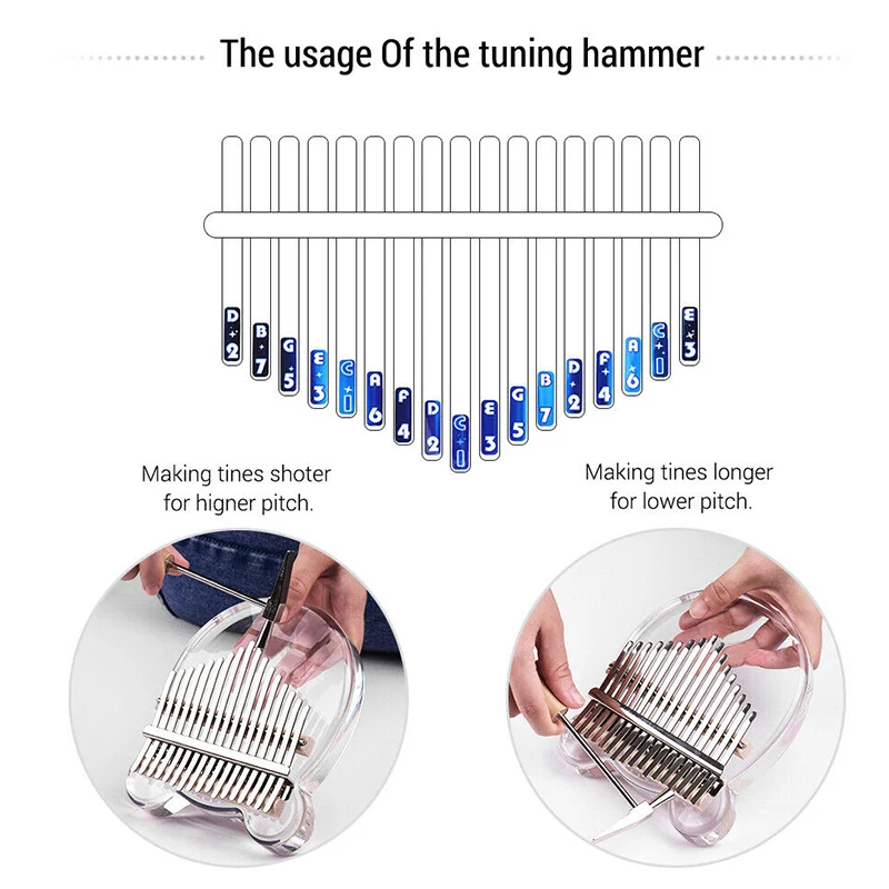 

Hot Selling Kalimba 17-Key Thumb Piano Transparent Acrylic Gift Kit W/Bag Stickers Hammer