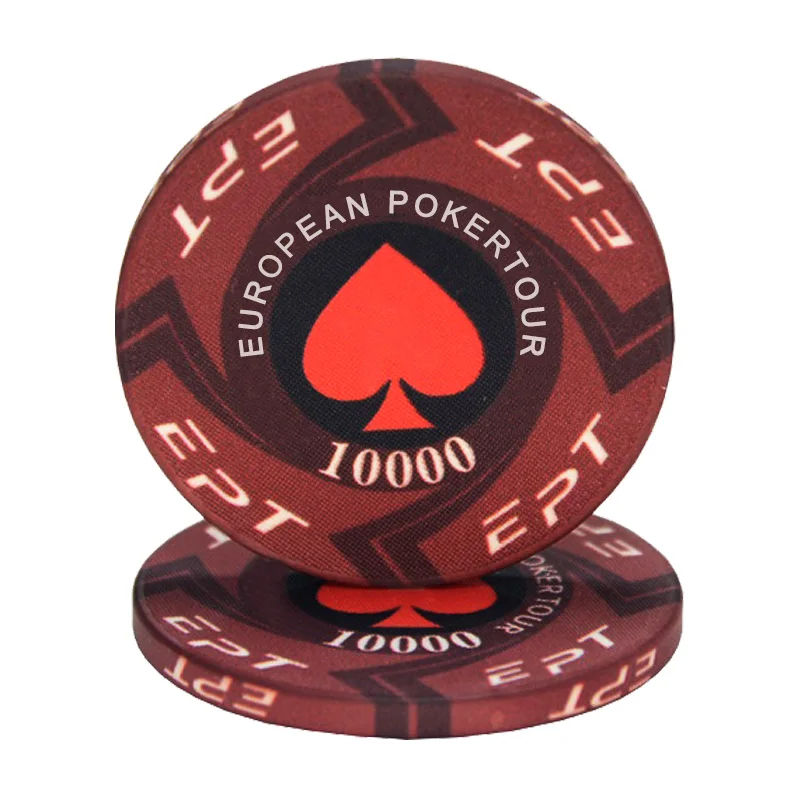 

10pcs Ceramic Poker Chips Texas Professional Casino European Poker Chips Set Accessories Red Heart Design Customizable Dropship