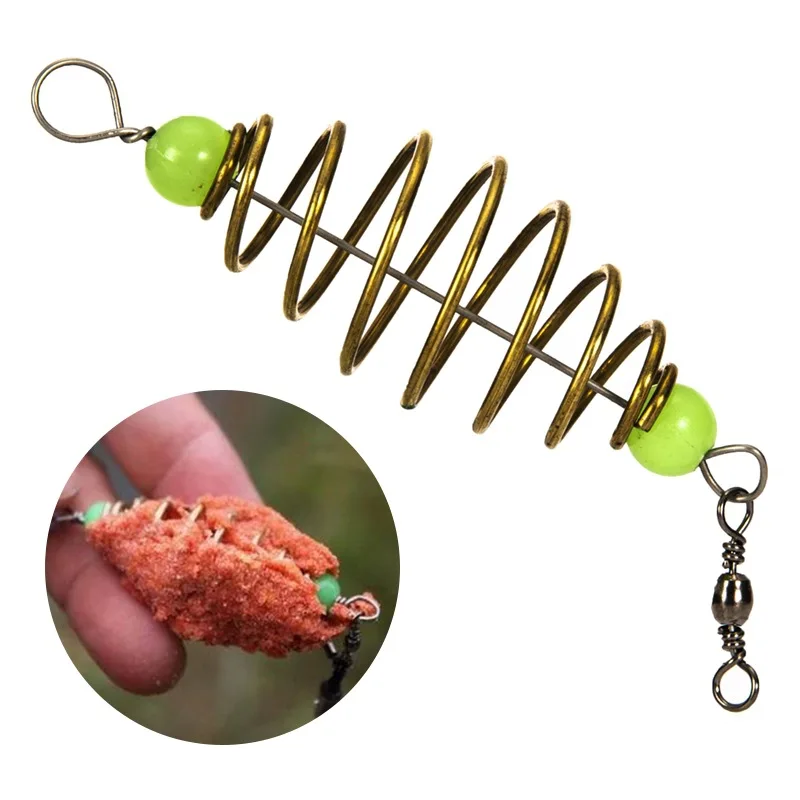 

5Pcs/Set Stainless Steel Fishing Bait Thrower Fishing Bait Spring Lure Hanging Tackle Pesca with Fish Rolling Swivel Solid Ring
