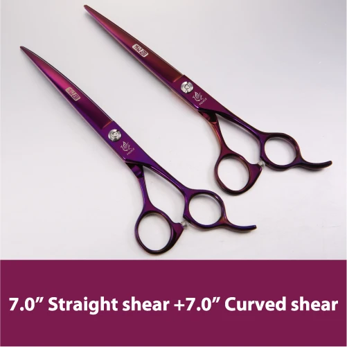 7.0cutting7.0curved Fenice фиолетовый дракон ножницы для стрижки собак домашних животных собака ножницы для стрижки животных комплект Профессиональные изогнутые ножницы для стрижки, парикмахерские ножницы, Москва - Цвет: 7.0cutting7.0curved