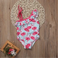 1 6y baby kid children beachwear infantgirls bird print triangle swimsuit one shoulder bodysuit swimming bathing suit