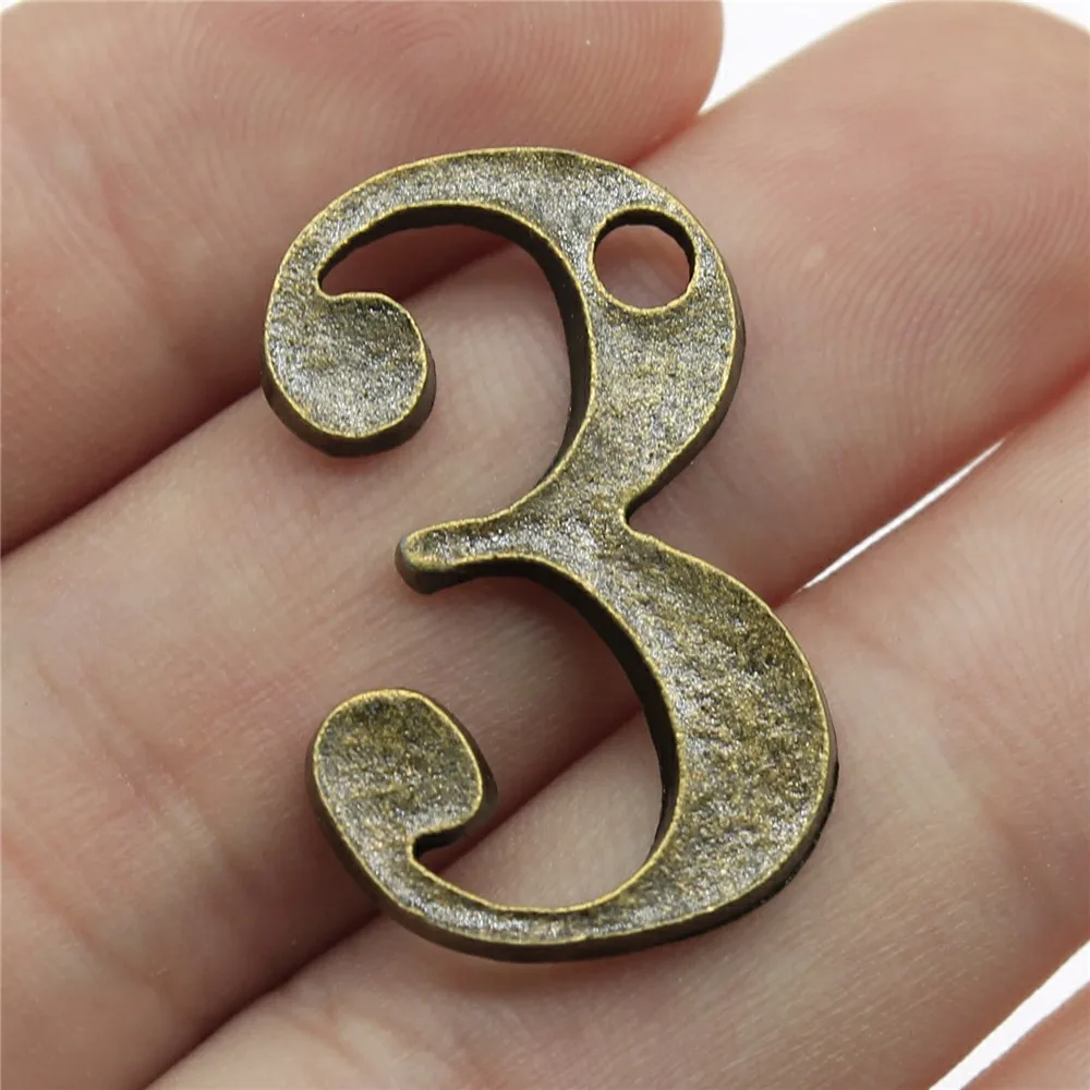 

WYSIWYG 2pcs 42x27mm Number 3 Charms For Jewelry Making Vintage Antique Bronze Color Jewelry Findings