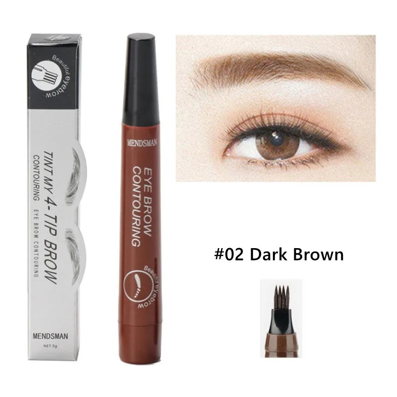 

Tattoo Eyebrow 3D liquid Ink Pen waterproof 4 fork pencil brow Eyes Makeup Female Cosmetics 5 Natural Color Available