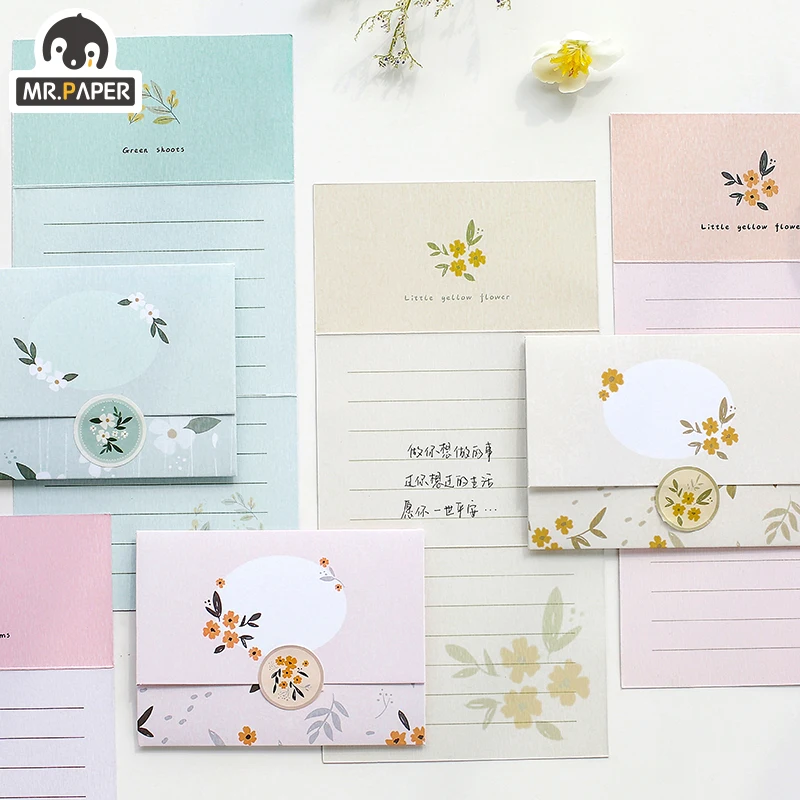 Бумажные конверты Mr.Paper в китайском древнем стиле с цветами бумажные наклейками