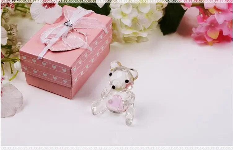 100 шт. Бесплатная доставка Хрустальный Мишка Тедди в синей подарочной коробке