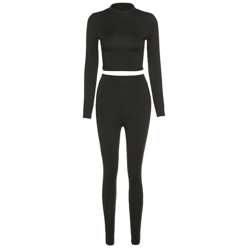 

Women Autumn Solid Color Slim Fashion Elegant New Sport Suit Female Tight Sexy Running Sportswear Ladies High Street Suit ML914