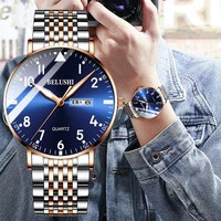 belushi fashion new mens watches top luxury brand waterproof quartz watch men casual stainless steel business date wrist watch