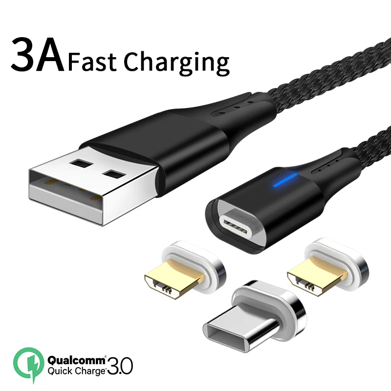 Магнитный usb кабель CatXaa 1 м Type c Micro USB 8 Pin магнитный для передачи данных 3A быстрая