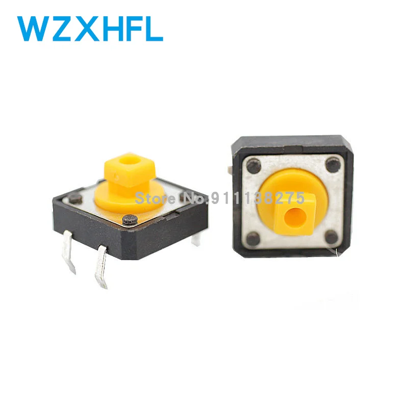 

50PCS 12x12x7.3 mm Tactile Switches Square Push Button Tact Switch 12*12*7.3 mm Micro switch B3F-4055 12*12*7.3mm Black Yellow