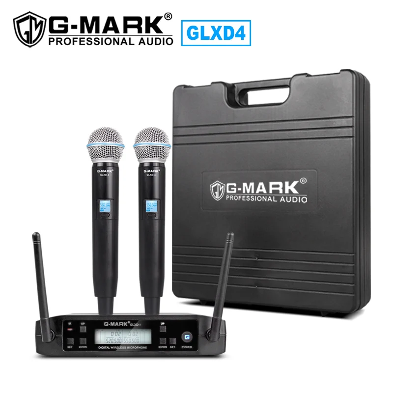 GLXD-4 plastic box G-MARK G320AM Профессиональная Беспроводная микрофонная система UHF Портативный динамический микрофон Регулируемая частота 100 м - Цвет: GLXD-4 plastic box