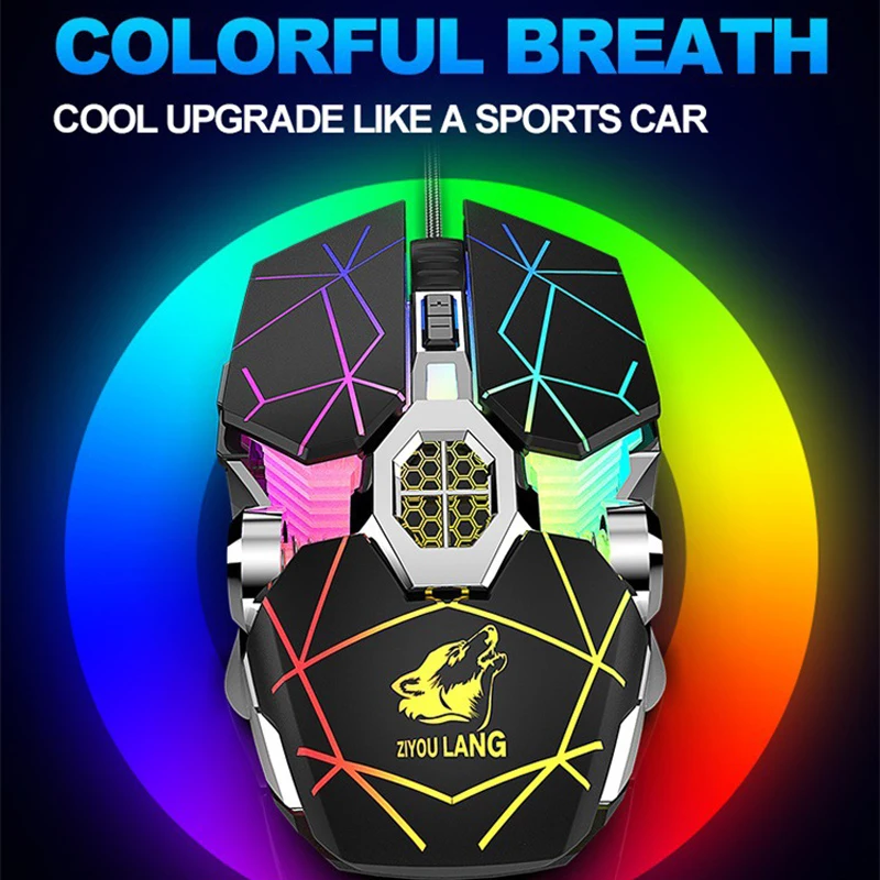 Mechanical Mouse Colorful Luminous USB Wired Computer E-sports Macro Programming Game Operation Stable Office Laptop | Компьютеры и