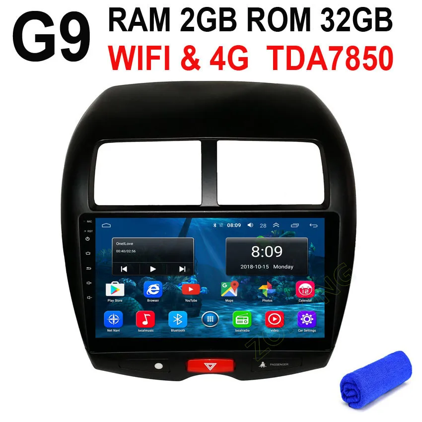 G9 GPS 10,2 дюймов 2.5D 4G DSP 36EQ Android 9,0 Автомобильный мультимедийный dvd-плеер для Mitsubishi ASX Авторадио автомобильный gps навигатор стерео радио BT - Цвет: G9 GPS