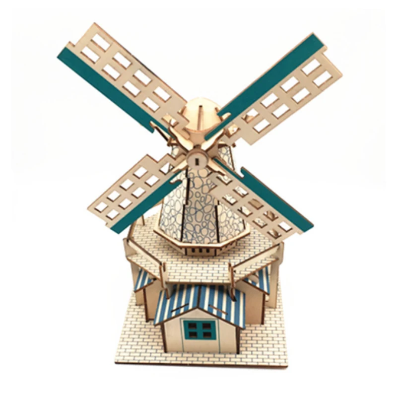 

DIY Model toys 3D Wooden Puzzle-Three-dimensional Dutch windmill Wooden Kits Puzzle Game Assembling Toys Gift for Kids Adult P32