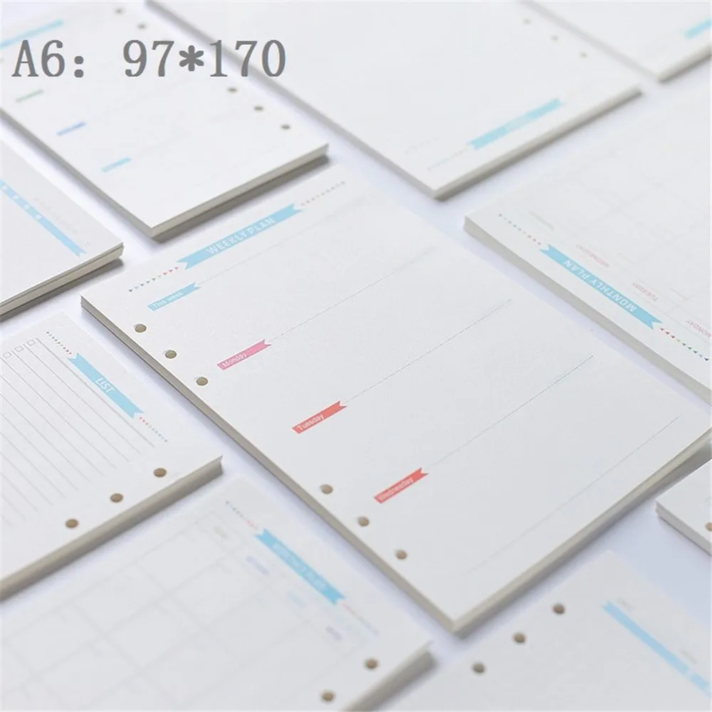 

40 Sheets Notebook Inner Pages Cute Stationery 6 Holes A5/A6 Refills Weekly Planner To Do List Loose Leaf Binder Notebook
