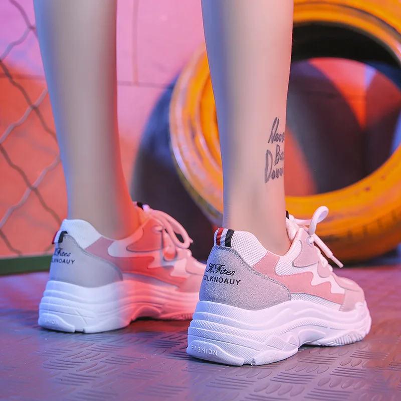 Винтажные модные коренастый кроссовки женские для мужчин папа белые туфли