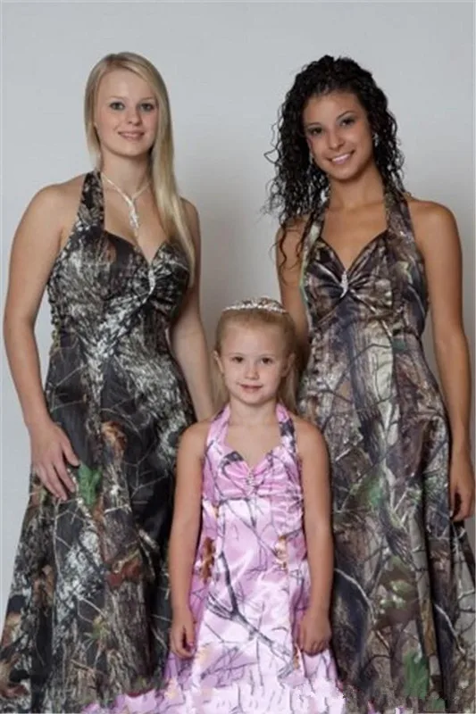 Винтажное камуфляжное платье подружки невесты Realtree 2020 Сдержанное с лямкой на шее