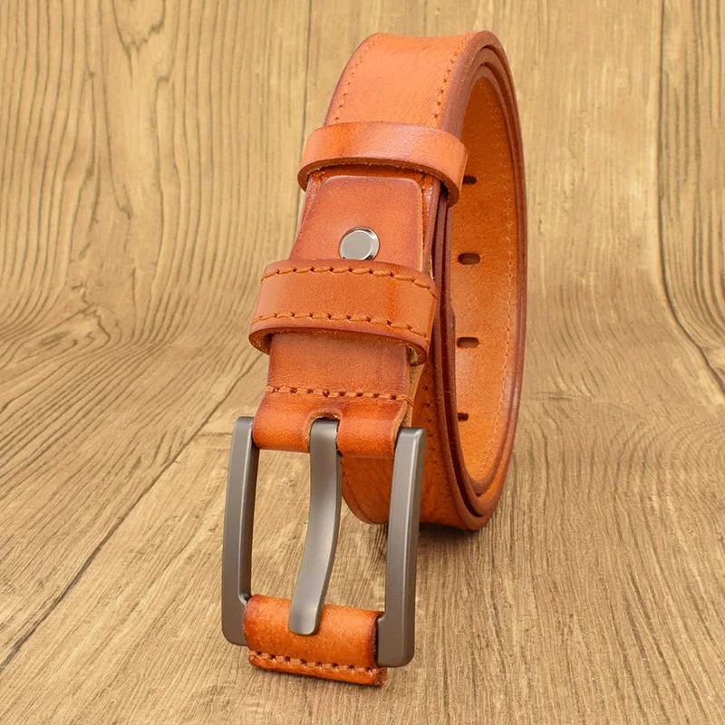 designer belt men luxury 100%real full grain thick cowhide genuine leather vintage 3.0cm sport masculine soft belt orange