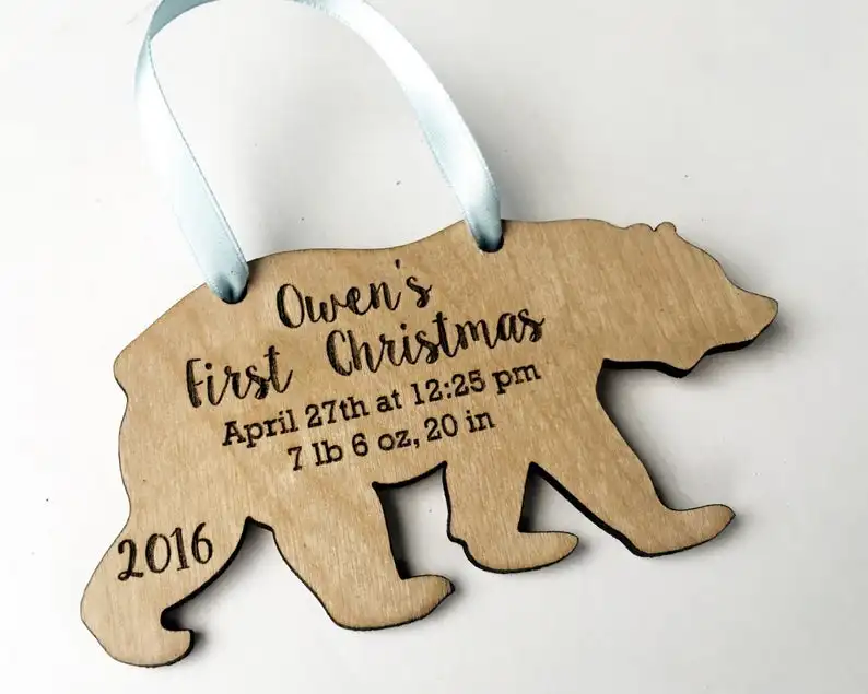 Первый Рождественский орнамент медведя-деревянные на выбор орнамент-новый