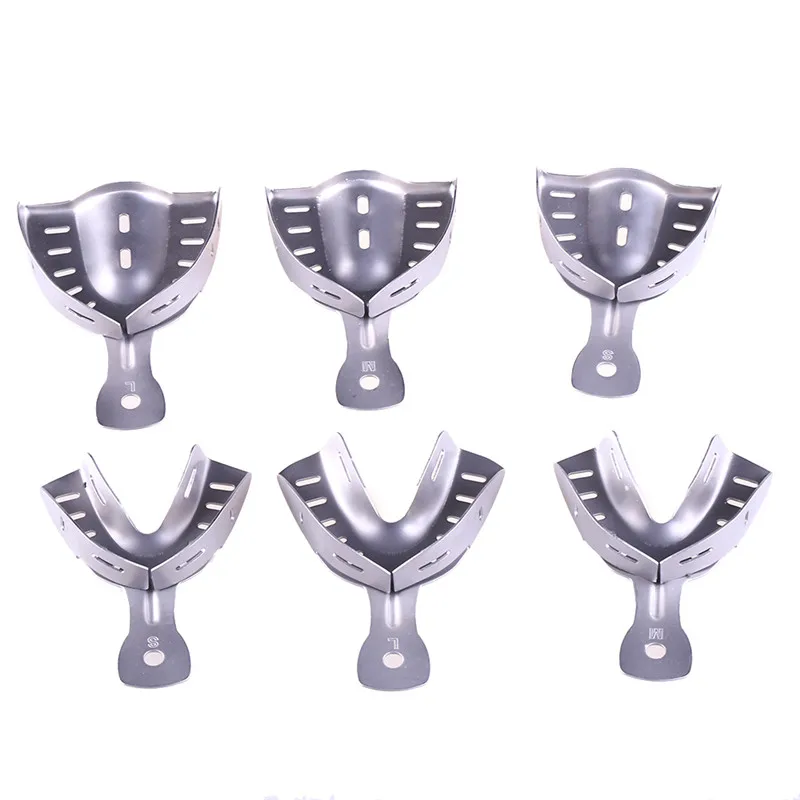 

6Pcs/Set Dental Adjustable Impression Trays Stainless Steel Autoclavable Teeth Tray Teeth Holder Dentist Tools Size L M S