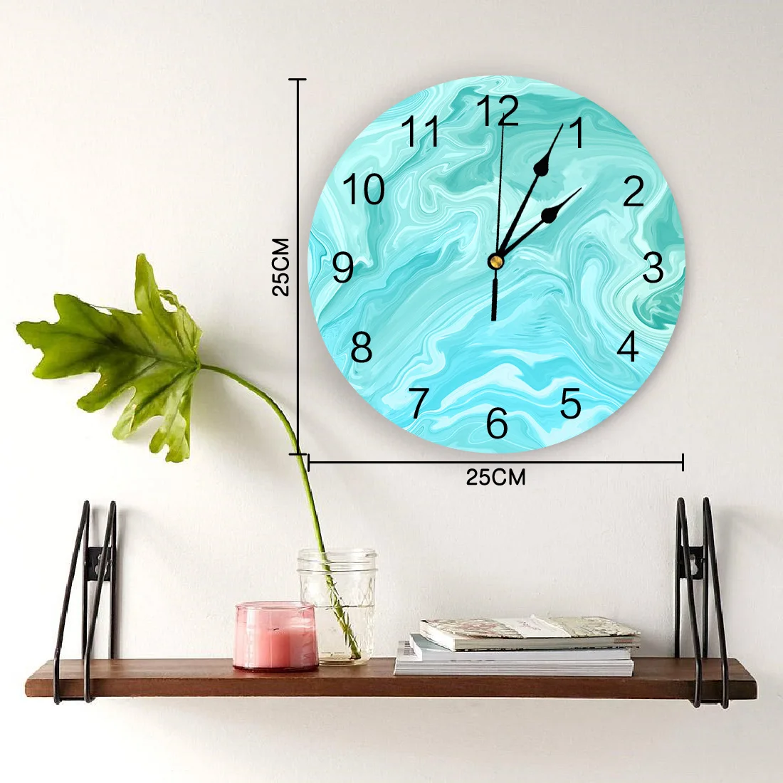 Green Water Ripple Marble PVC Wall Clock Decorations Living Room Digital Home Decor Modern Design | Дом и сад