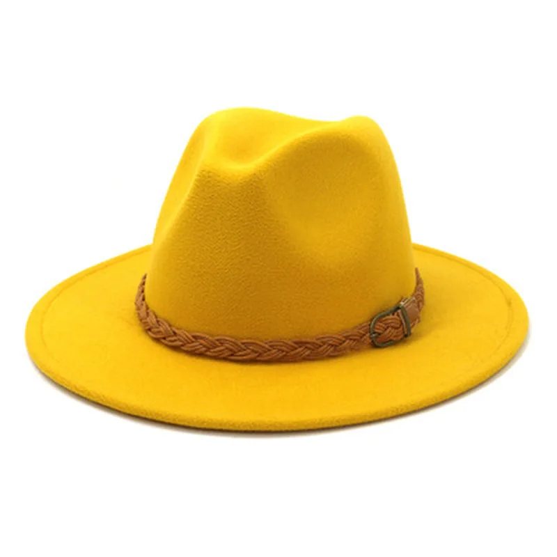 

felted hats men women belt band winter hats men solid wide brim jazz caps vintage casual outdoor black white women fedora hats