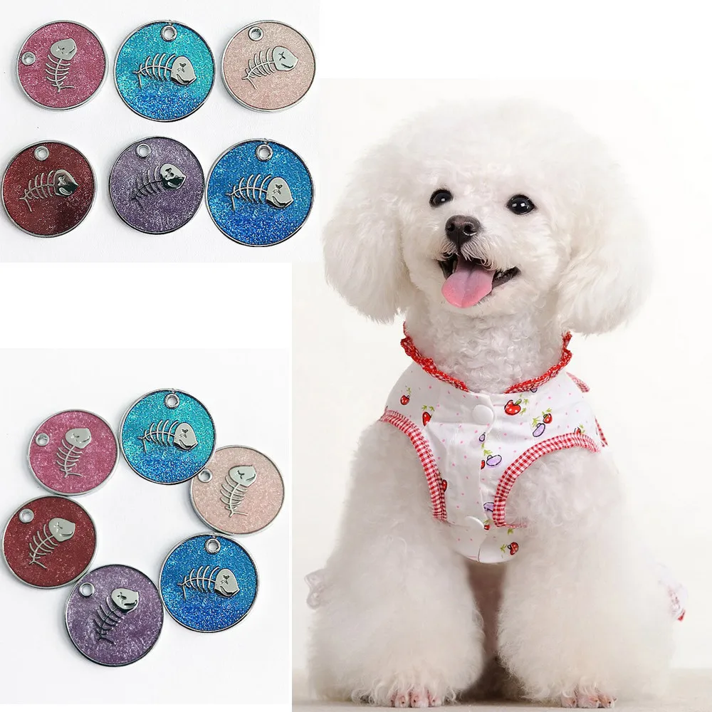 Ошейник для хот дога Круглый очаровательный блестящий с костями на диск собаки