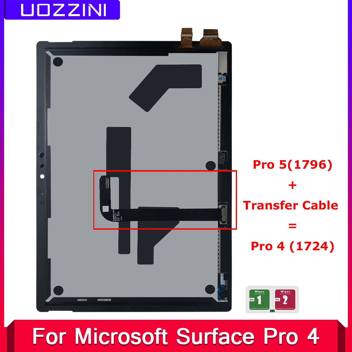 100% Tested LCD For Microsoft Surface Pro 4 1724 Display Touch Screen Digitizer Assembly Replace 5 1796+Cable To |