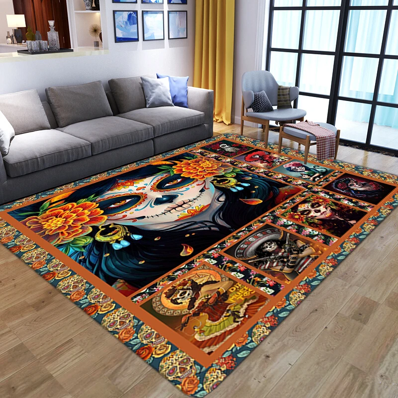 Мягкие фланелевые Нескользящие напольные коврики с изображением черепа аниме