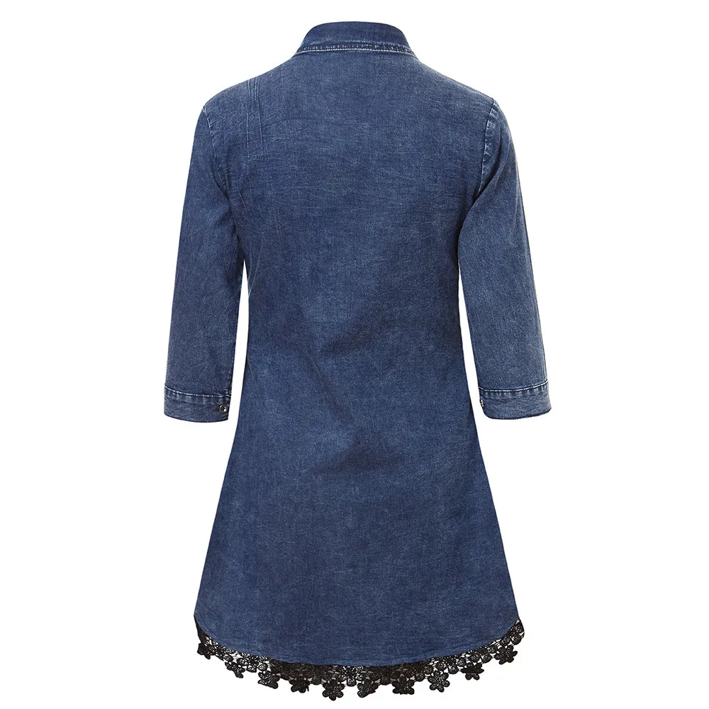 Платье женское хлопковое на пуговицах пикантный Повседневный Сарафан из денима