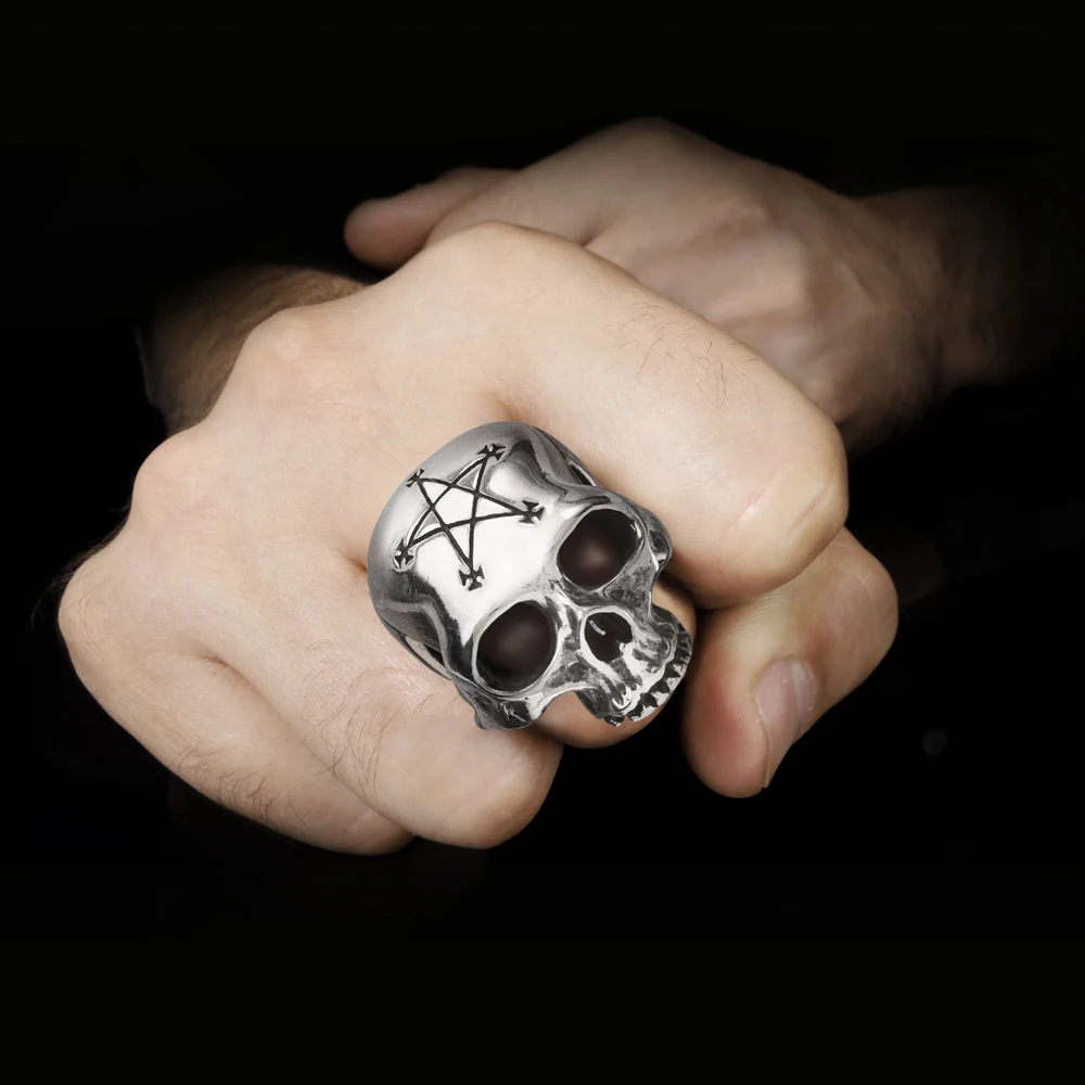 Мужское серебряное кольцо в стиле панк-рок из нержавеющей стали | Украшения и