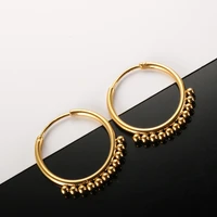 stainless steel small bead charm hoop earrings gold plated women dangle earrings for fashion jewelry gifts
