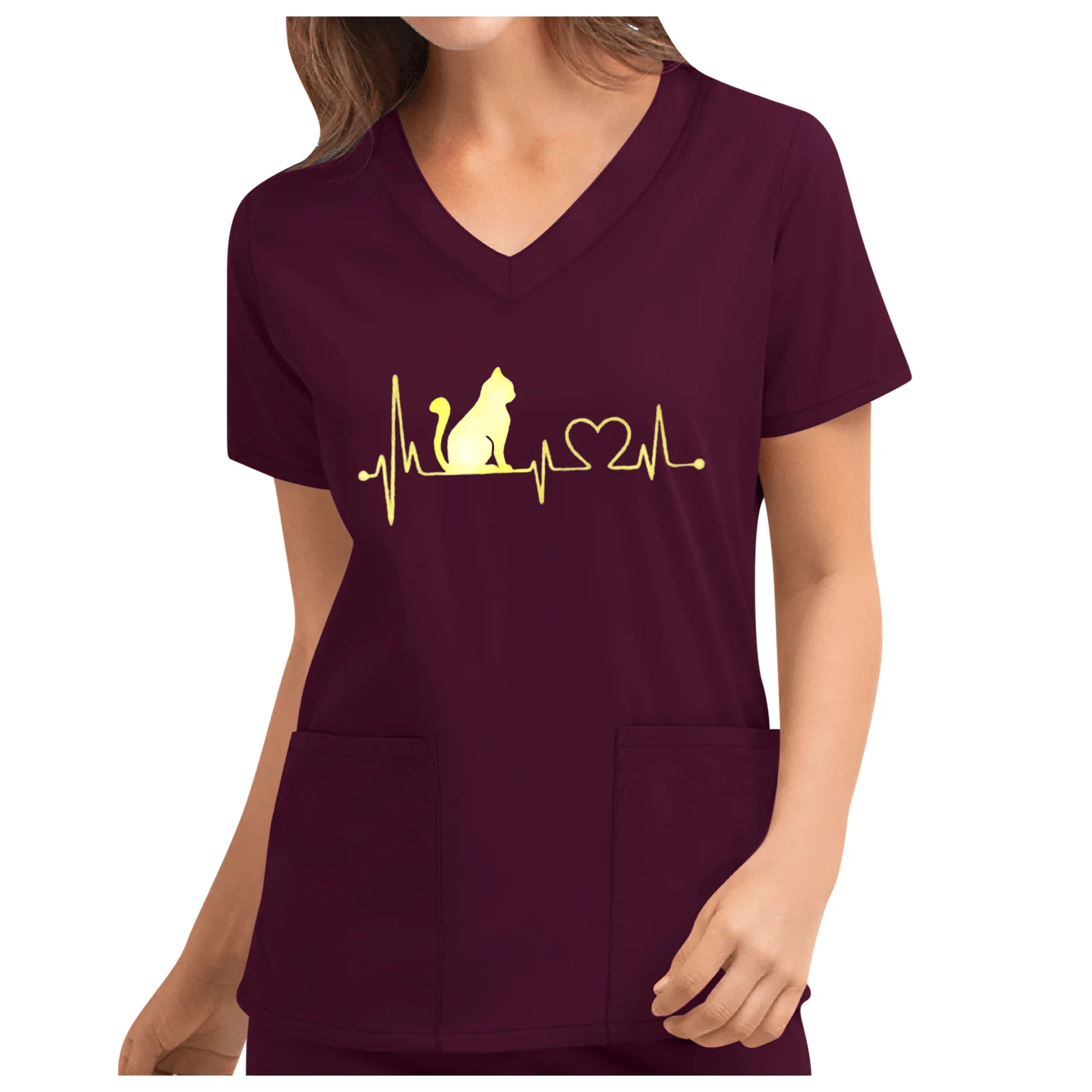 Для женщин мужчин спецодежды короткий рукав с круглым вырезом топы для кормления