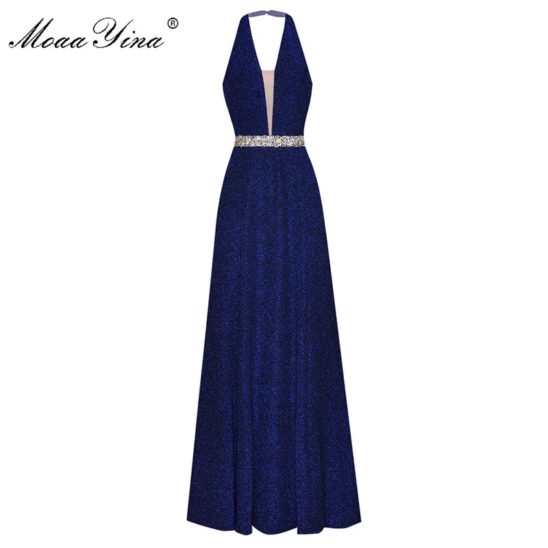 MoaaYina модное дизайнерское платье летнее женское с вырезом на шее сексуальное