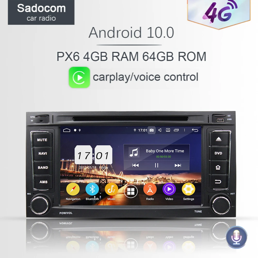 PX6 DSP TDA7851 Android 10 0 4 Гб + 64 8 ядер автомобильный dvd плеер GPS RDS авторадио для VW TOUAREG MULTIVAN