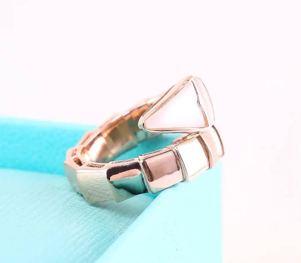 

Luxury high quality fine jewelry 925 sterling silver snake bone shell ring spring rings beauty fashion accessories