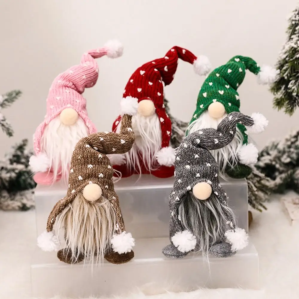 

Forest Old Man Christmas Decoration Supplies Funny Knitted Hat Sitting Doll with Hands New Year Christmas Tree Mini Plush Dolls