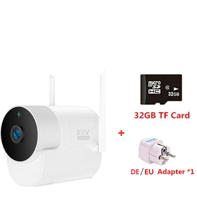 add DE adapter card Xiaovv наружная панорамная камера водонепроницаемая 1080P Беспроводная камера наблюдения wifi ночное видение IP Cam работает с приложением Mijia - Цвет: add DE adapter card