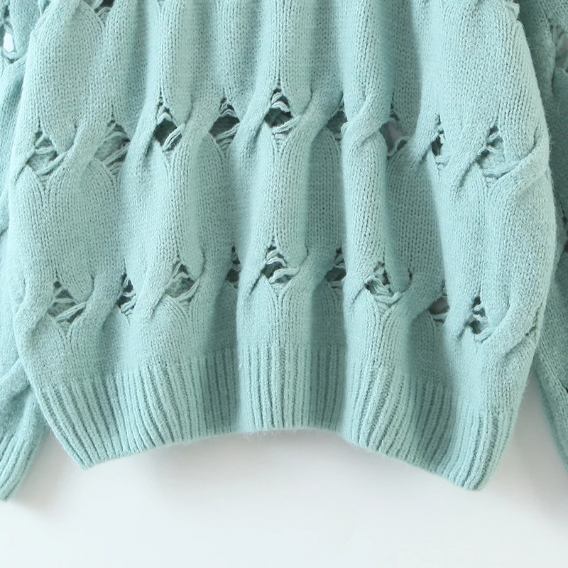 

Paris Girl Spring Autumn Sweaters Women's Fashion Sexy O-Neck Knitted Pullover Hollow Twist Long Sleeve Sweater