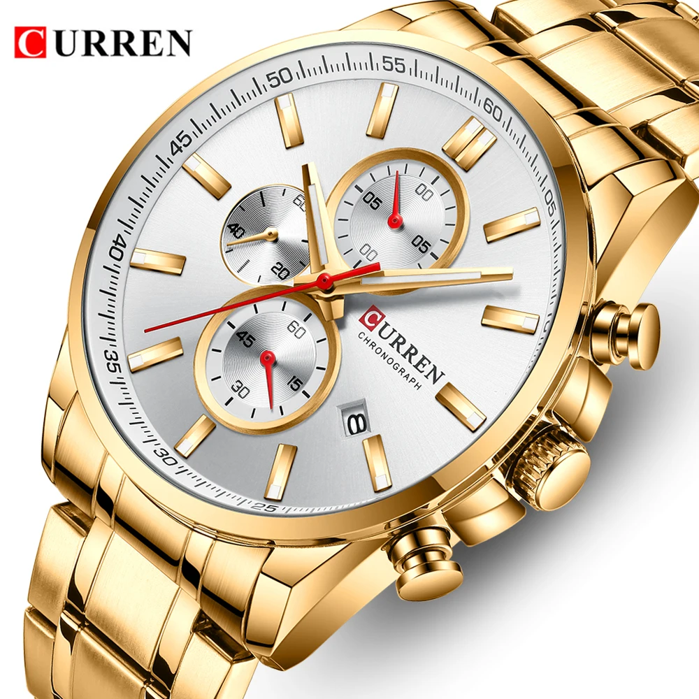 Новинка 2019 изысканные золотые мужские кварцевые часы CURREN роскошные Брендовые