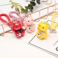 acrylic bell key chain chinese lucky cat key ring handbags purse beaded keychain charm gifts pendents