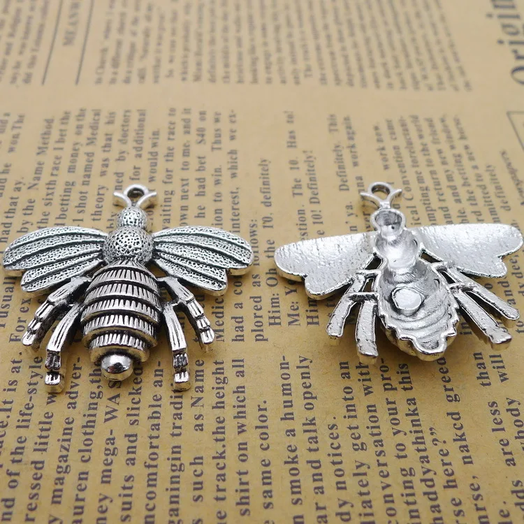 

3pcs/Lot 36x39mm Antique Silver Color Bees Charms Pendant For Jewelry Making DIY Jewelry Findings