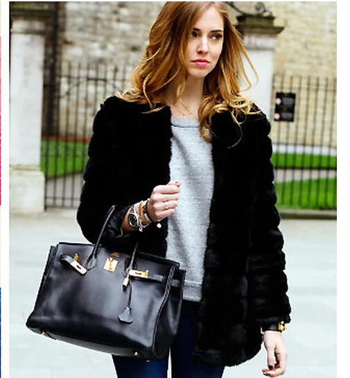 2020 Hot Winter Women's Faux Rabbit Fur Coat Fake Fox Medium-long Thicken Coats Plus Size XS 6XL 7XL Black Overcoat WT69 | Женская